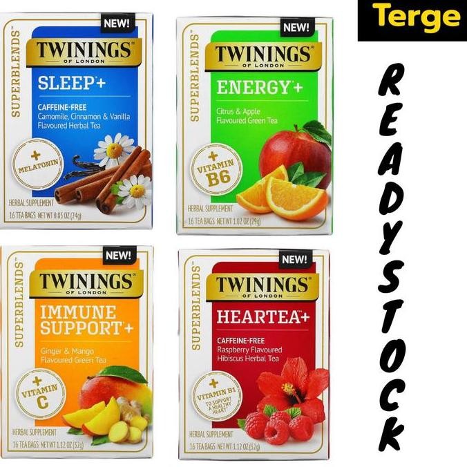 

Hot Sale!, Teh Twinings Superblends Heartea Sleep Immune Support Energy 16 Bags
