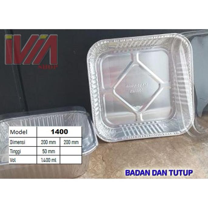 Set Alumunium Foil Cup Tray Kotak 20 X 20 + Tutup ( Ox 1400 )