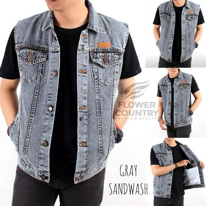 Rompi jeans pria big size jumbo Xxxl/jaket rompi jeans pria jumbo