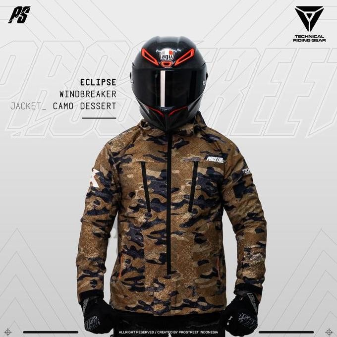 Jaket Motor Prostreet Windbreaker Eclipse Camo Dessert