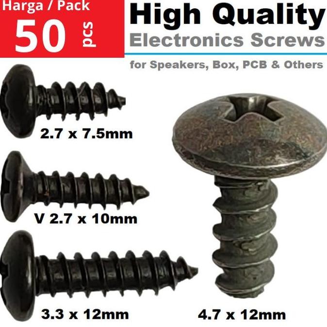 Grosir Pack - Sekrup Hitam M3 M4 M5 Ph #4 #6 #10 Skrup Speaker Box Kotak Heatsink Ic