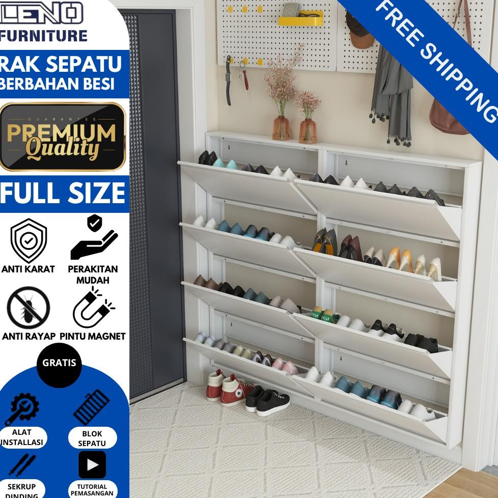 Rak Sepatu Besi Lemari Sepatu Susun Tertutup Rak Sepatu Besi Kuat Tebal Rak Sepatu Tertutup Besi