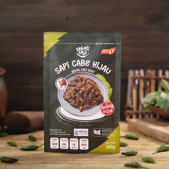 

Sekali Saji - Bundling Cabe Hijau Paket Isi 2 Lauk Instant 100Gr Makanan Siap Saji Lauk Pauk Mateng Halal