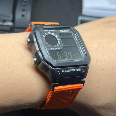 ABA121 Casio AE-1200 Royale Stealth Black strap nato Military style Black ops Custom Casio Mod Royal