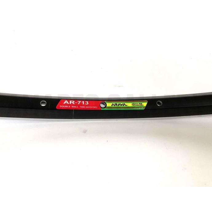 Part Sepeda Rims 700C 36H Rims Araya Ar 713 36 Hole Black Hitam Silver Double Wall