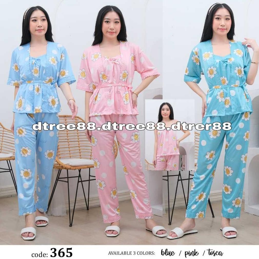Setelan Cp Kimono Lingerie Satin Ice Silk Motif / Set Wanita Kimono Lingerie (365)