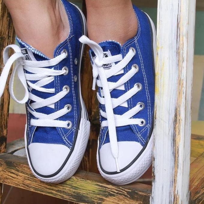 Sepatu Converse All Star Original Low Basic Blue Biru Pendek Ori (Best Quality)