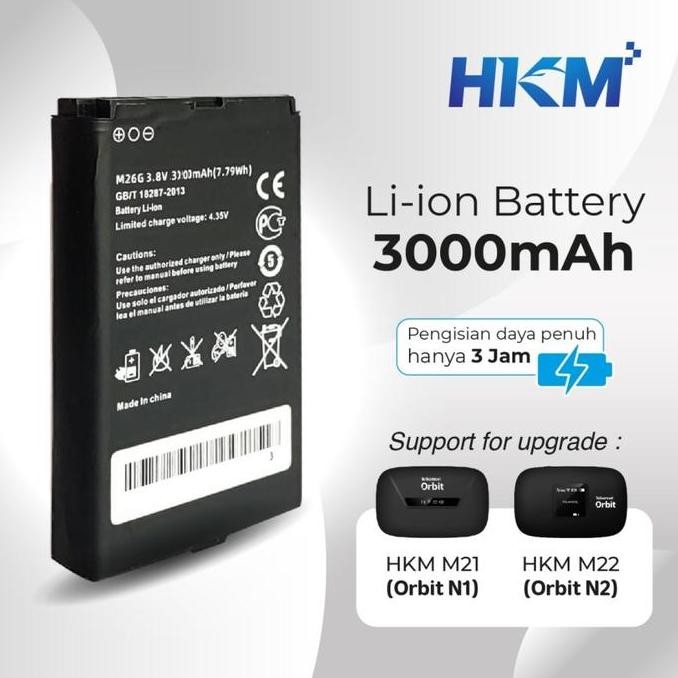 TERBARU - Baterai Mifi HKM M21 M22 Mifi Orbit N1 N2 Model M26G - 3000mAh