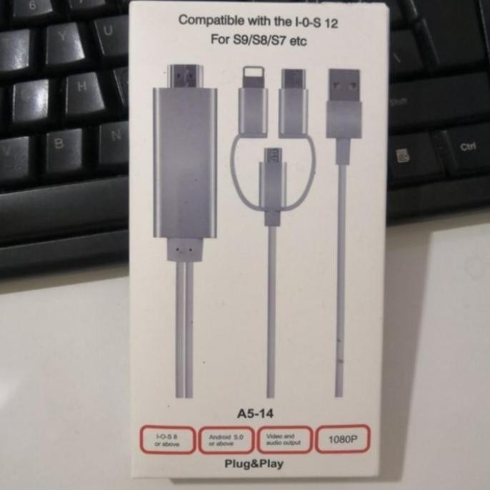 TERMURAH - Kabel Mirascreen / Kabel Mirroring HP ke TV / Support Semua HP non MHL
