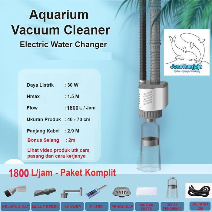 Electric Aquarium Vacuum Pembersih Aquarium Kolam Sedot Siphon Sifon