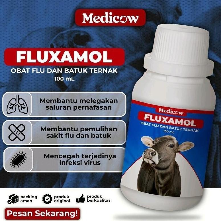 Fluxamol obat batuk pilek sapi kambing 100ml | obat sakit sapi | obat sakit kambing | obat flu sapi 