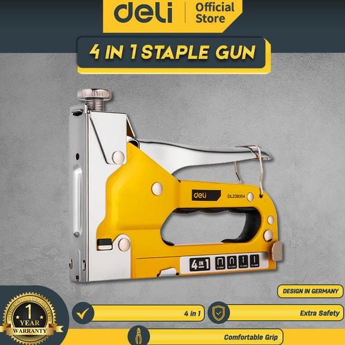 

DELI TOOLS STAPLES TEMBAK / STAPLER GUN TACKER 4 IN 1 DL238004 ALAT STATIONERY ORIGINAL DAN TERPERCAYA