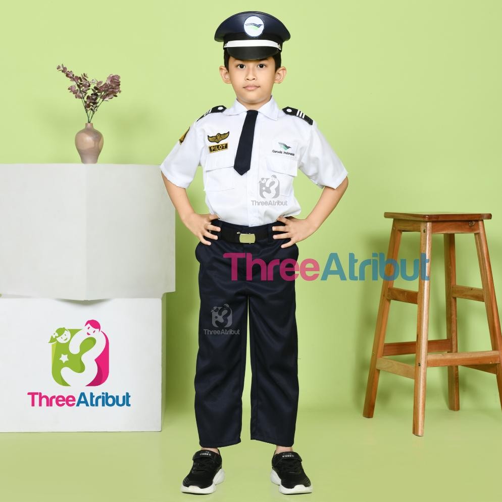Baju Pilot Garuda Indonesia Anak Laki Laki Perempuan Seragam Profesi Pilot Anak Kostum Karnaval Tk P
