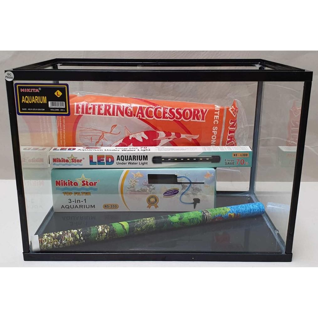 NEW Paket aquarium Nikita Triset L dengan Lampu celup LED [terbaik][terlaris]