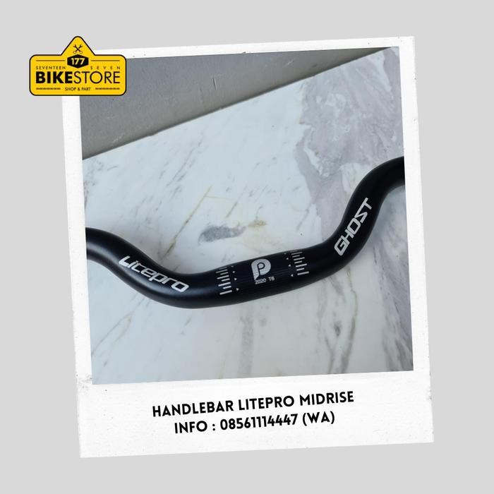 Handlebar Litepro Ghost Bahan Alloy Type Rise 5.5Cm Seli Sepeda Lipat Original Dan Terpercaya