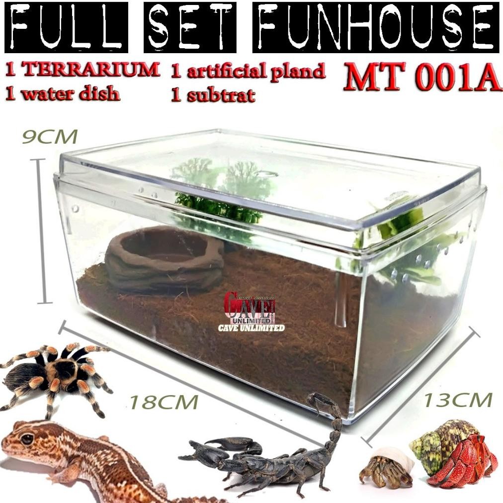 MT001A PAKET TERRARIUM AQUARIUM MINI ENCLOSURE KANDANG HEWAN GECKO KADAL ULAR TURTLE INSECTA TARANTU