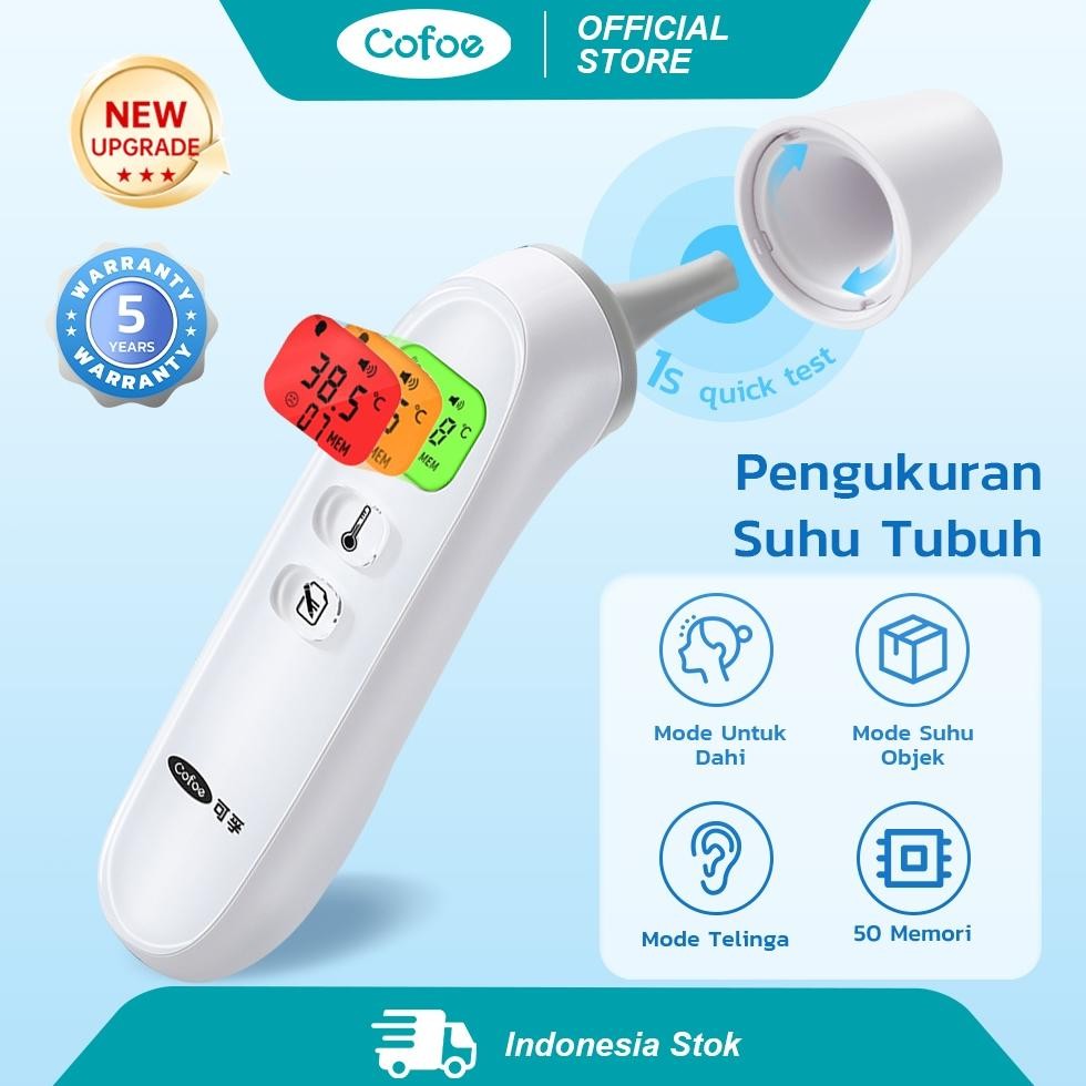 Cofoe Termometer Suhu Badan Telinga Ear Thermometer Infrared Non Contact Digital Bayi Anak Dewasa Di
