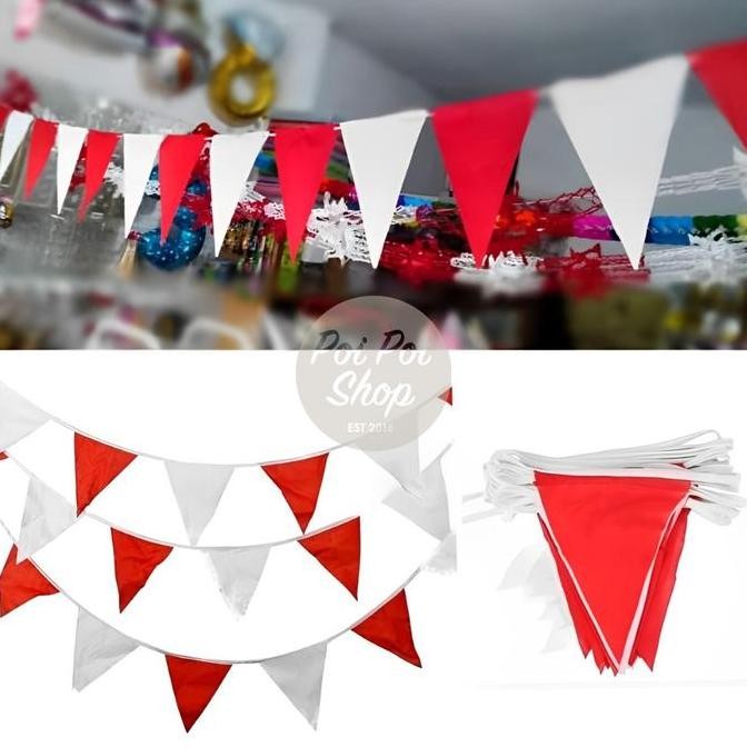Bendera Kain Segitiga Merah Putih Hiasan 17 Agustus HUT RI Dekorasi Kemerdekaan Aksesoris Lomba Berk