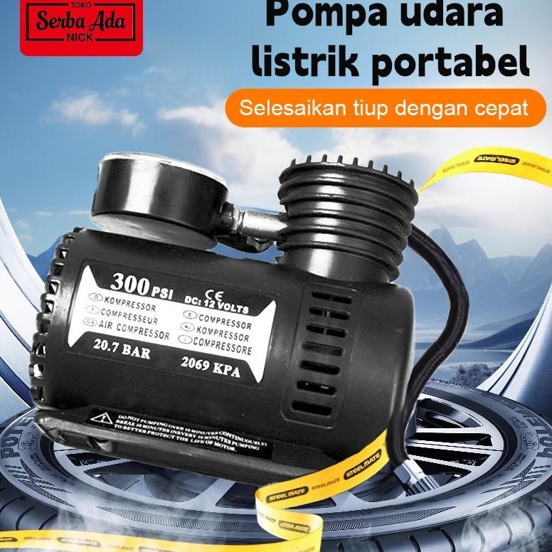 CODPompa Ban motor dan mobil electric portable/Convenient Inflatable Pumps/Compressor 12V Electric P