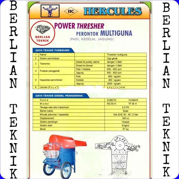 Alat Mesin Perontok Padi Hercules Multiguna
