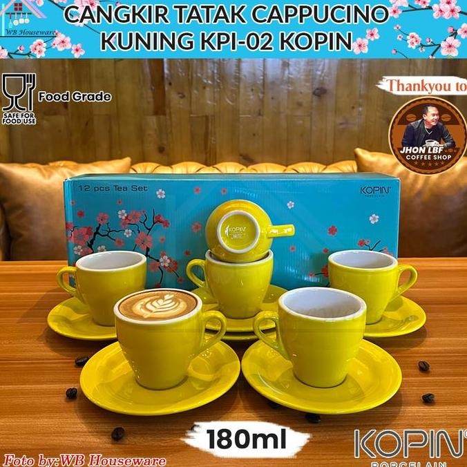 KOPIN 6 pasang cangkir set kuning 180ml KPI-02 / coffee latte cappucino porcelain cup and saucer