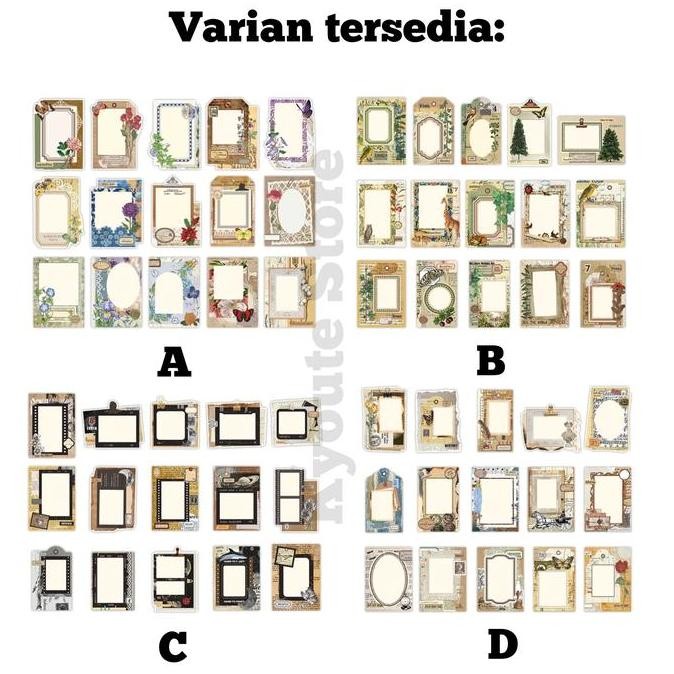 

new !!! 15 Lembar Kertas Dekorasi Scrapbook Vintage Retro Frame Flower Collage