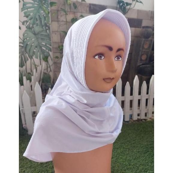HIJAB JILBAB KERUDUNG ANAK SPORT WARNA PUTIH BISA BUAT SEKOLAH UK ANAK SD-SMP
