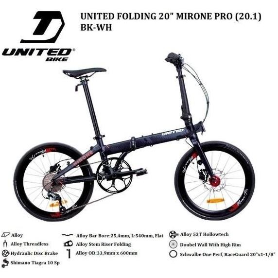 Sepeda Lipat Folding Bike 20 United Mirone Pro