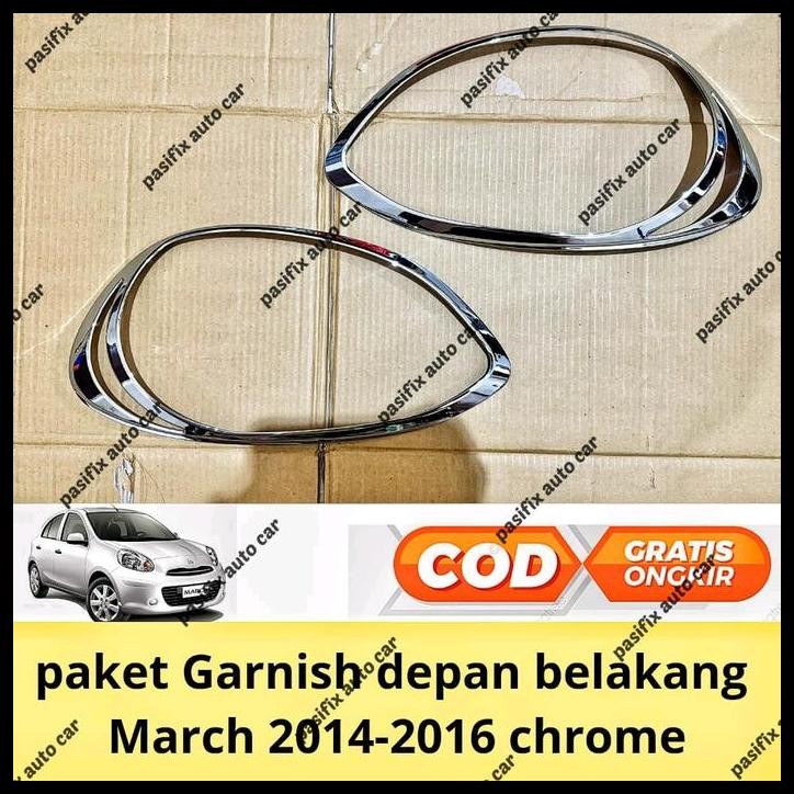 BEST DEAL PAKET GARNISH LAMPU DEPAN BELAKANG NISSAN MARCH 2014 2015 2016  CHROME 