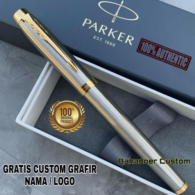 

TERMURAH - PULPEN PARKER ORIGINAL NEW IM BRUSHED METAL GRATIS CUSTOM GRAFIR NAMA