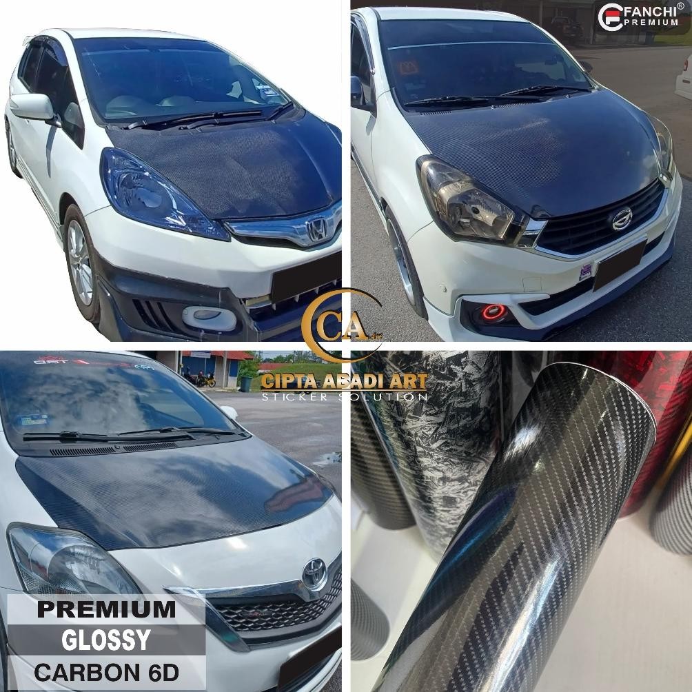 Terlaris Stiker Skotlet Mobil Carbon 6D Full Kap Mesin Jazz Ayla Brio Avanza Calya Premium Glossy
