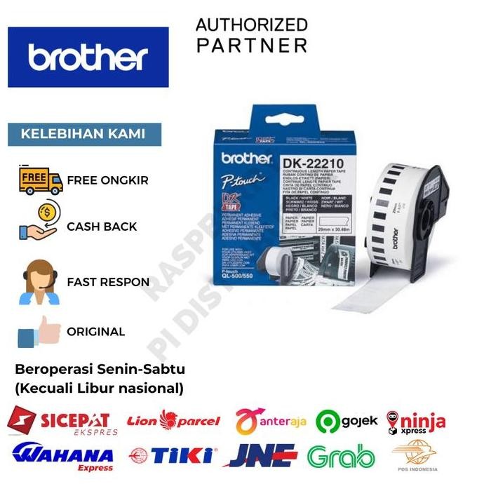 

Brother Label Tape Dk-22210 Dk22210 Continuous Length Paper Tape New Stok