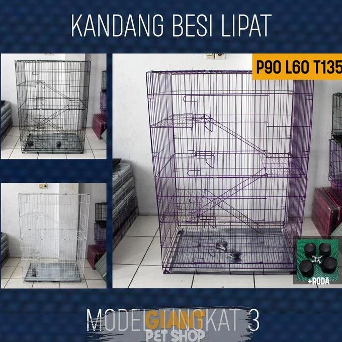 KANDANG Kucing Jumbo XXL 90 Tingkat 3 | Kandang Besi Hewan Uk Jumbo