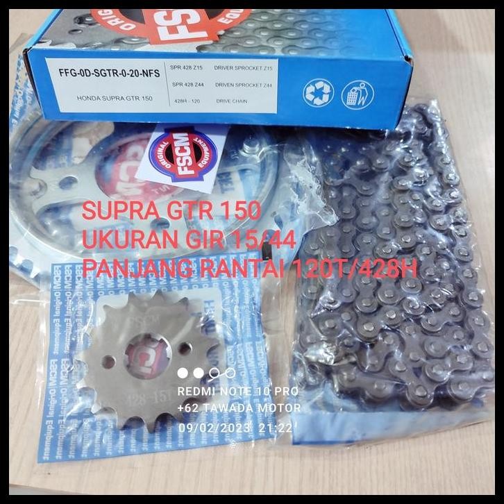 BEST DEAL GIR SET HONDA SUPRA GTR 150 MERK FSCM 15/44 RANTAI 120T-428H 