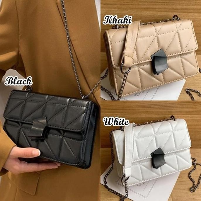 Chain Bag GD61947 Tas Selempang Rantai Wanita Cantik Petak Import