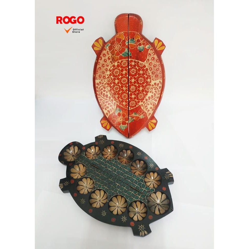 Congklak Dakon Kayu Lipat Bentuk Kura-Kura