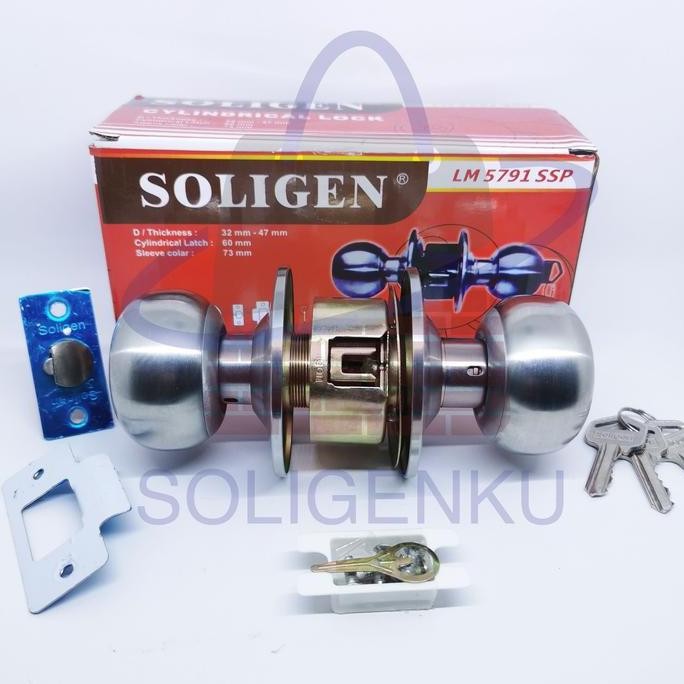 New Kunci Pintu Kamar Mandi Soligen Bulat - Handle Stainless Anti Karat & Anti Air