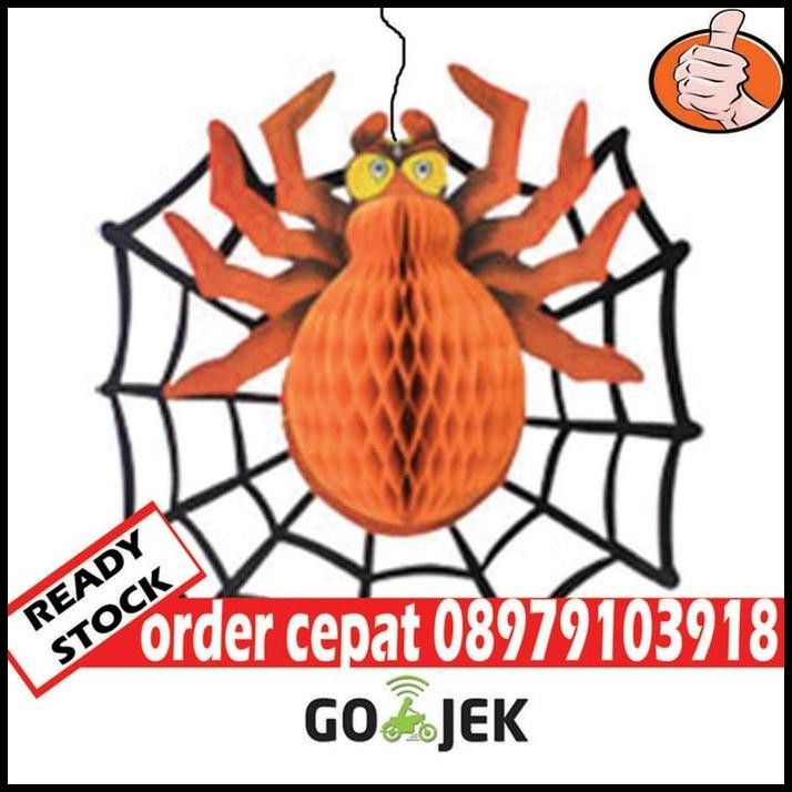 

jual dekorasi halloween dekorasi halloween laba-laba orange untuk cafe
