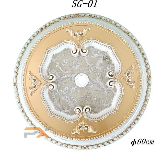 (Terlaris) Fiting Lampu Plafon Pvc 60 X 60 Bulat/Ornamen Plafon Gratis Lampu Led (Best Seller)