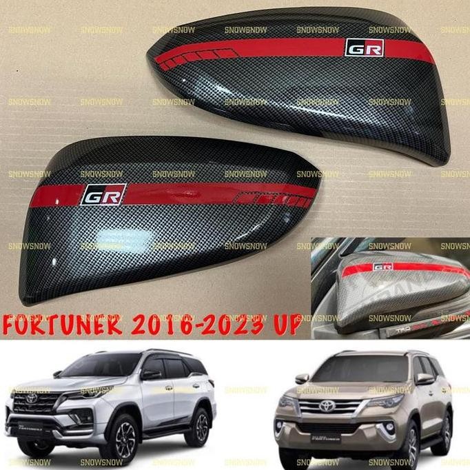 siap kirim spion cover fortuner gr sport 2016-2023 carbon merah aksesoris mirror