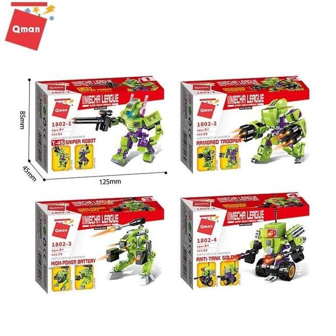 Terlaris Mainan Lego Qman Robot 1 Box = 8 Pcs 4 Robot Digabung Jadi 1 Robot Ready Stok
