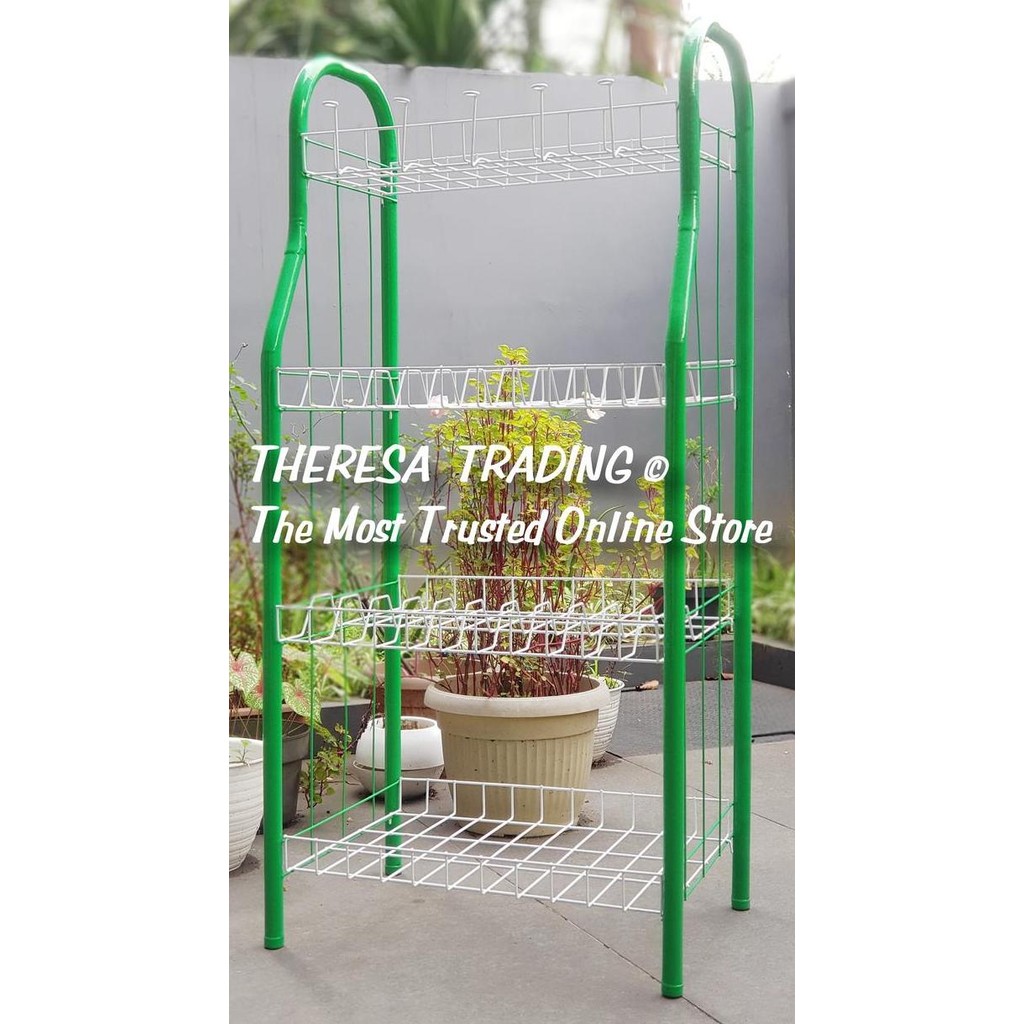 RAK PIRING 4 SUSUN JUMBO SERBAGUNA DAPUR BESI COATING PLASTIK TAHAN LAMA ASLI