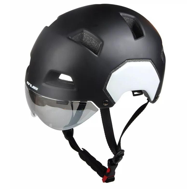 Terlaris Gub V3 Pro Bmx / Mtb / Road Bike Helmet M + Visor Black - Helm Sepeda