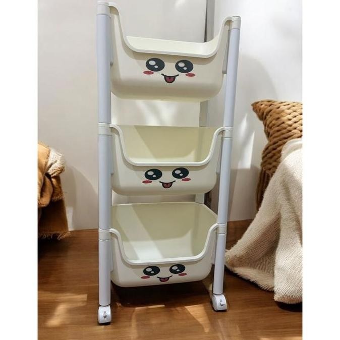 RAK SUSUN MAINAN SERBAGUNA BAKINDO / RAK TROLI PLASTIK DENGAN RODA ASLI