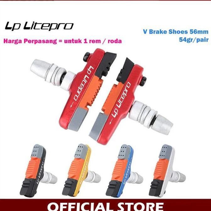 SALE LITEPRO KAMPAS REM SEPEDA V BRAKE - BRAKE SHOE SEPEDA LIPAT ROADBIKE KARET