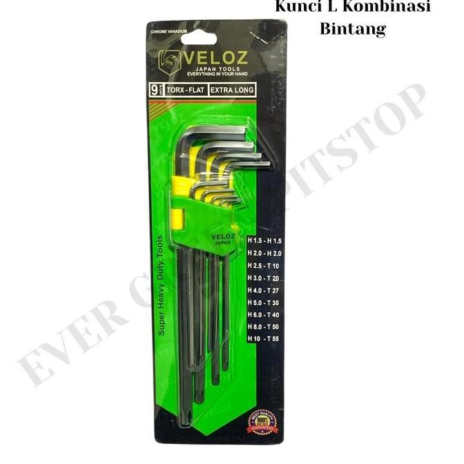 New Tekiro Kunci L Bintang 9PCS - Hex Key Set Kombinasi Panjang Murah