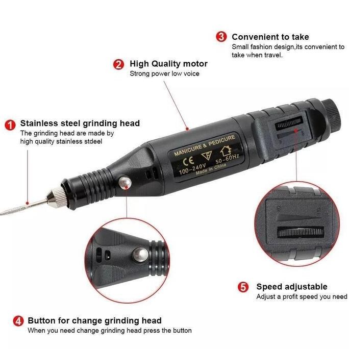 Diskon Set Alat Ukir Sendok Piring Gelas Mini Grinder Gerinda Mini Bor + Aksesori