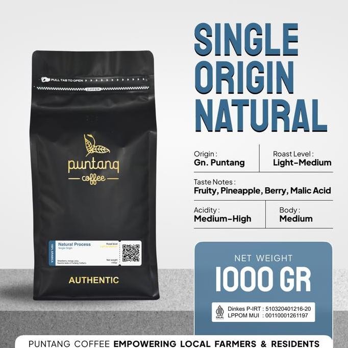 

READY KOPI ARABIKA PUNTANG 1KG - SINGLE ORIGIN NATURAL PROCESS ORGANIK TANPA GULA FRESH ROASTED