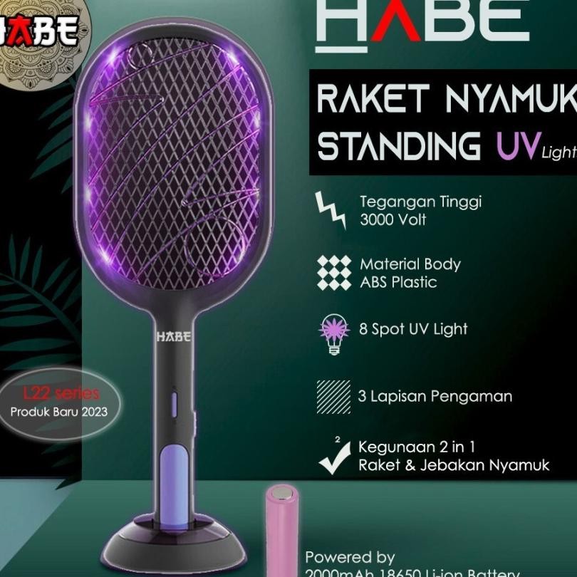 Raket Nyamuk Habe Uv Multifungsi Standing Mosquito Trap Swatter