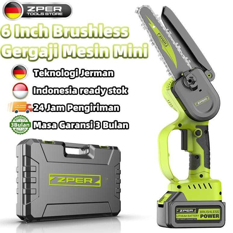 6 Inch Brushless Gergaji Mesin Mini Pemotong Kayu Chainsaw Mini Cordless Mesin Gergaji Listrik